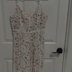 Lulus white lace women's midi dress